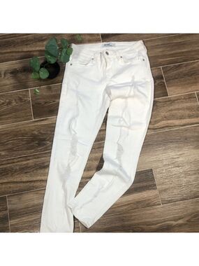 Just Black Denim White Distressed Skinny Jeans Size 27